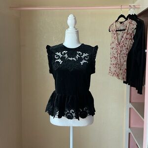 Elegant Black Velvet Women Top